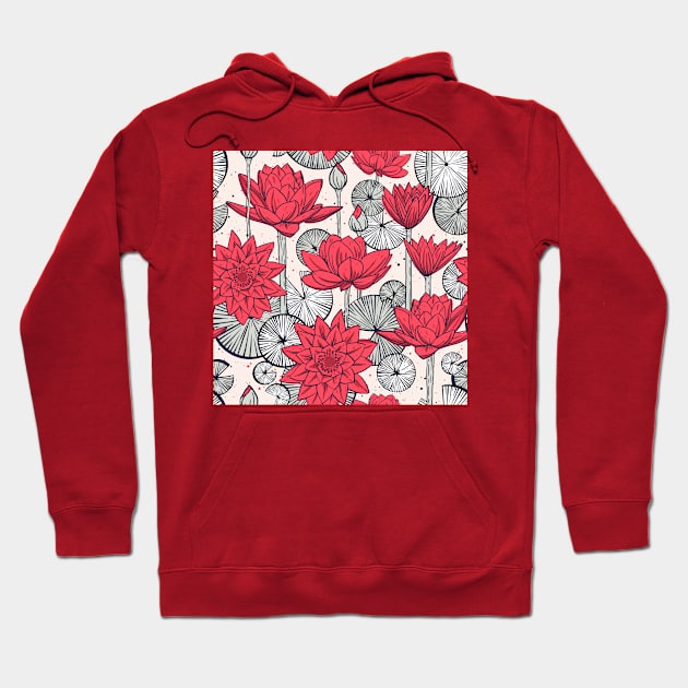 pattern with water lilies - lotus flowers. Hoodie by RenattaZare